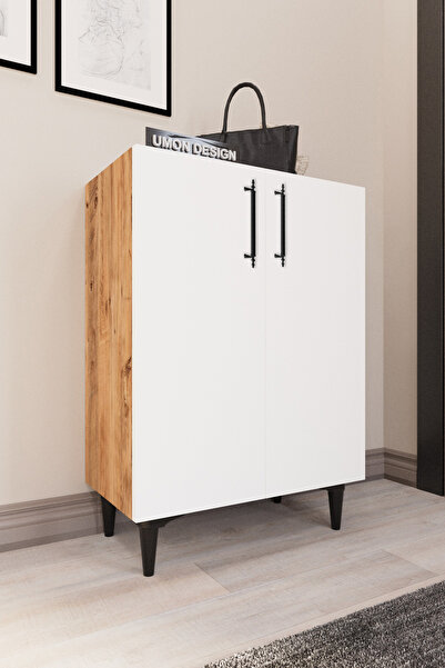 umondesign 4 Raflı 2 Kapaklı Ayakkabılık Çok Amaçlı Dolap Dekoratif Ayaklı Ça...