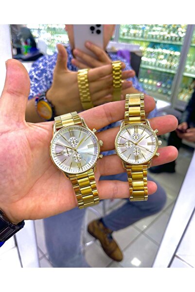ÇENÇEN Gold Renk Erkek Saati Analog Saat Çelik Kordon