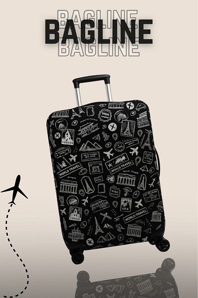 Bagline Lycra Flex Fabric Black Worldtravel Printed Valisă și husă pentru valiză durabilă