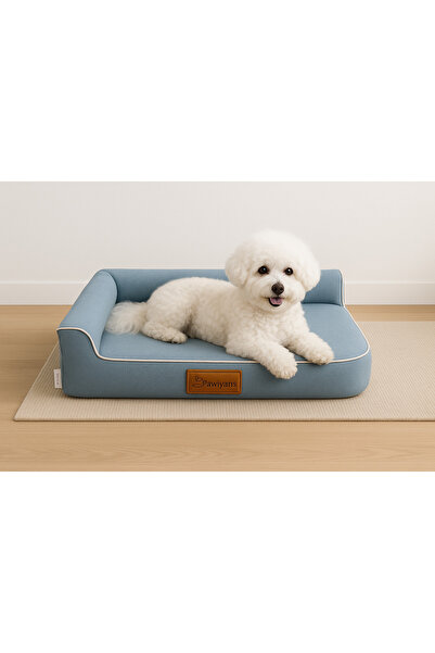 PAWİYANS Köpek Yatağı Süngerli Sıvı Geçirmez Alezli Elyaflı. 2 Fermuarlı
