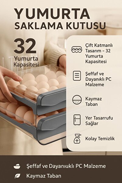 Chavin 32 Bölmeli Plastik Yumurtalık Buzdolabı Düzenleyici Yumurta Saklama Çekmecesi