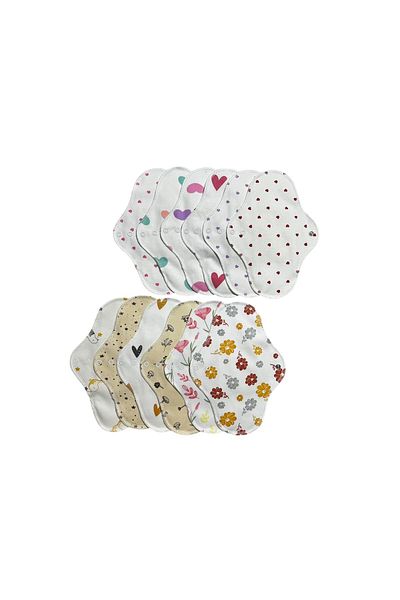 Ponped Washable Natural Women's Pad 12 Pack Normal