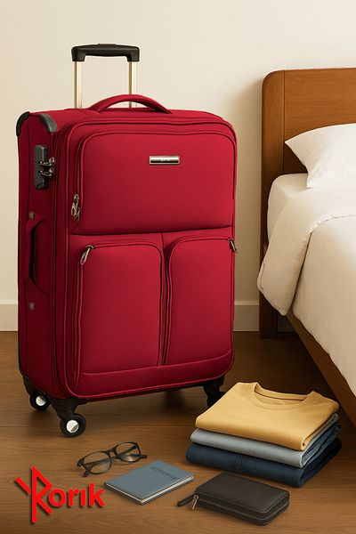 Rorik Set De 3 Trolere Textile, S 55x35x23 Cm, M 70x40x28 Cm, L 82x47x30 Cm, Roți 360°, Roșu