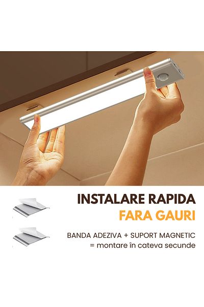 OEM Bandă LED cu senzor de mișcare, reîncărcabilă, lumină caldă/rece/neutră, montare magnetică, 40 cm