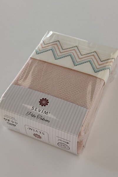 Sevim Tivoli Çift Kişilik Bağlama Saçaklı Waffle Pike Takımı - Delfina - Pudra