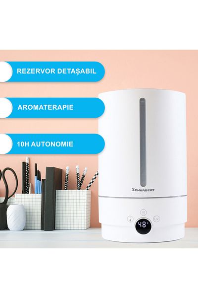 zenkabeat Umidificator de camera inteligent PA05, Ultrasonic, functie smart Hot/Cold Mist