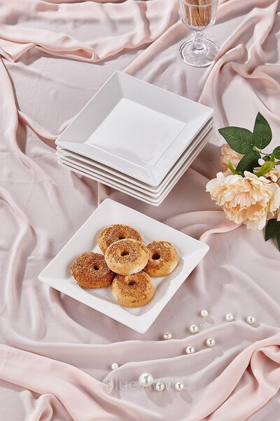 Golden Kitchen 6'lı Seramik Servis Kahvaltı Kare Sunum Pasta Tabak Seti Takımı