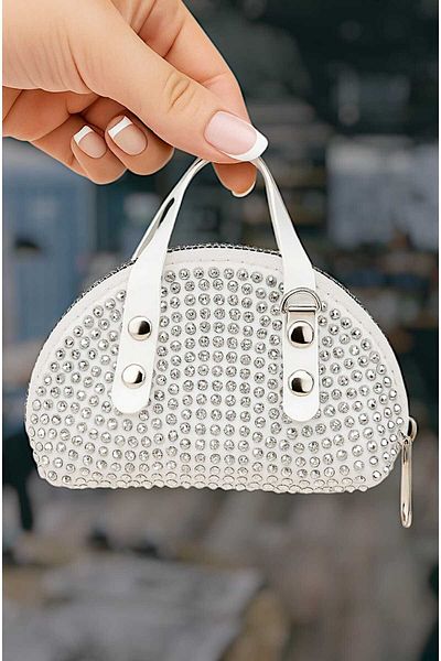 roseberry حقيبة ميني بيضاء حجر فضي مقاس وسط - R1543