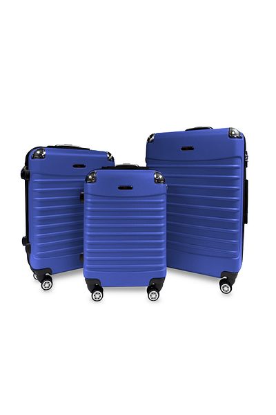 Rorik Set de 3 cărucioare din policarbonat, S 55x35x20 cm, M 65x40x25 cm, L 77x45x30 cm, roți duble 360°, albastru