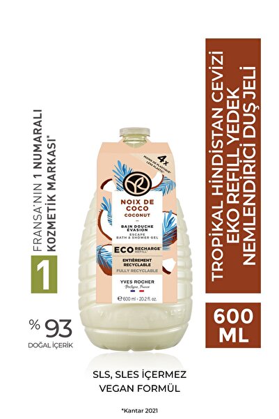 Yves Rocher Eko Refill Yedek Duş Jeli-Nemlendirici Tropikal Hindistan Cevizi-...
