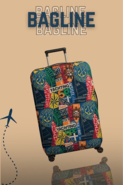 Bagline حقيبة متينة ومطبوعة بنمط مختلط من نسيج الليكرا المرن باللون الأزرق ال...