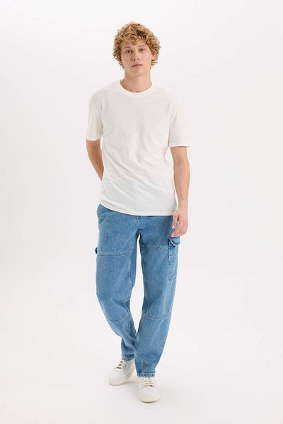 DeFacto 100% bumbac Relax Fit Pantaloni de blugi cu picioare largi E3334AX25SP