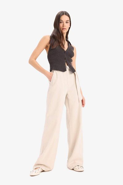 DeFacto Wide Leg Double Pocket High Waist Standard Length Modal Wide Loose Leg Palazzo Pants D4467Ax25Sp