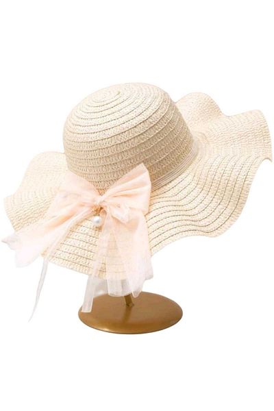 OEM Beige children's sun hat with bow