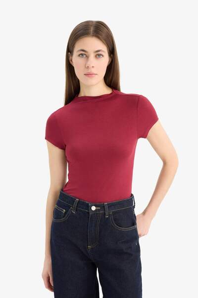 DeFacto Slim Fit Slim Fit Half Turtleneck Short Sleeve T-Shirt E5906Ax25Sp