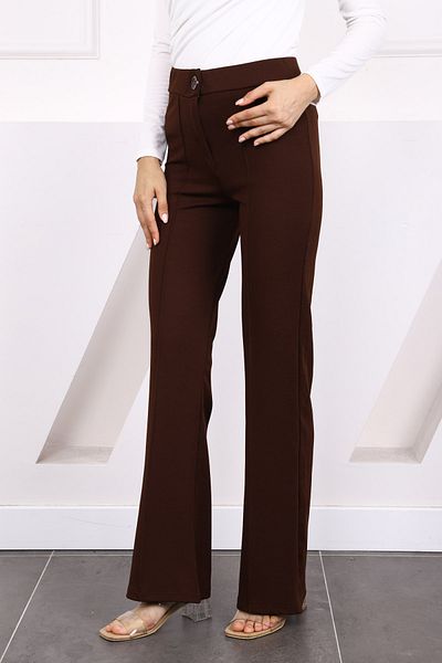İmajButik Pantaloni spaniole din lycra cu talie maro