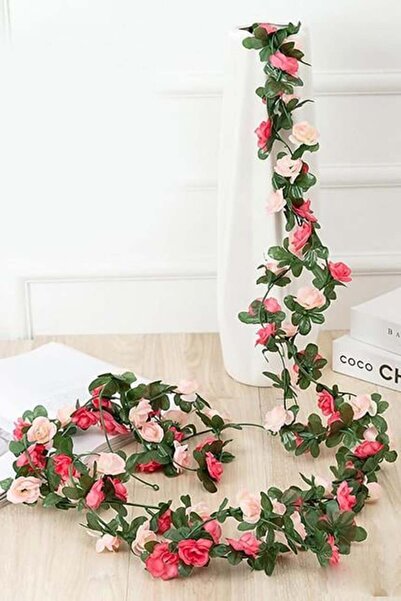 Buka Shops Pink White Artificial Rose Ivy Flower