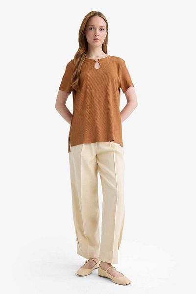 DeFacto Tricou cu mânecă scurtă, simplu, cu gâtul turn, C0194AX25SP