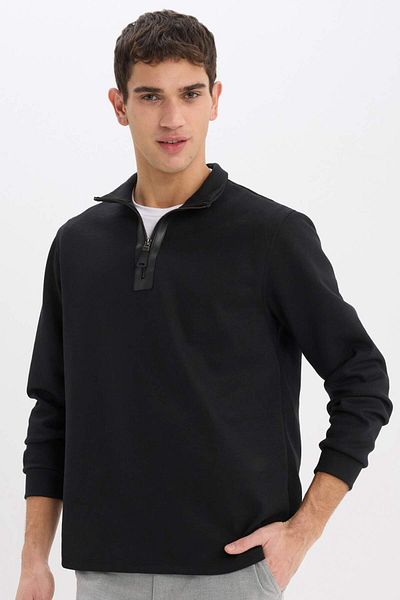 DeFacto Inverted Stand Collar Half Zip Basic Sweatshirt D7226Ax25Sp