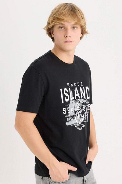 DeFacto 100% Cotton Regular Fit Crew Neck Printed Short Sleeve T-Shirt D9353Ax25Sp