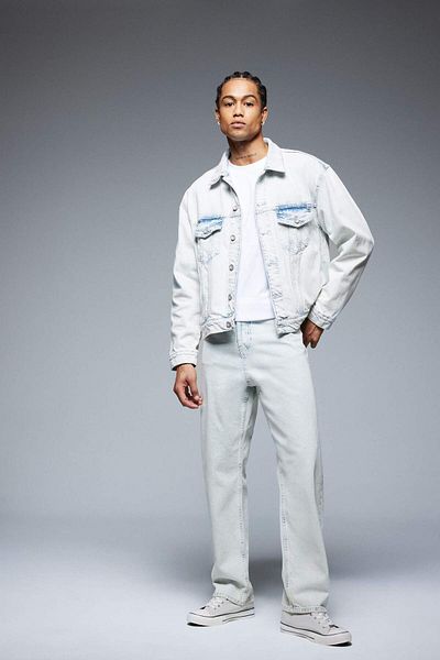 DeFacto Jachetă de jeans de primăvară, 100% bumbac, oversize, cu croiala largă, D7741AX25SP