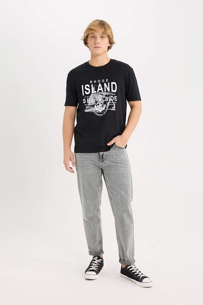 DeFacto 100% Cotton Regular Fit Crew Neck Printed Short Sleeve T-Shirt D9353Ax25Sp