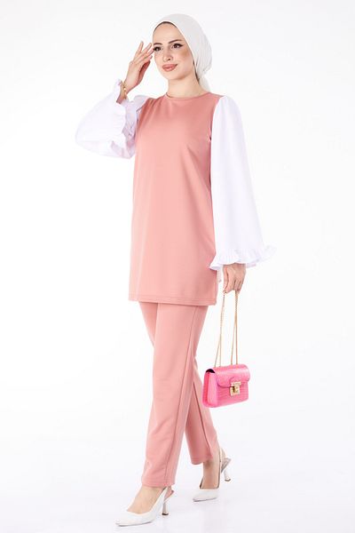 TOFİSA Tunic Trousers Double Set Rose - 13198