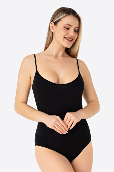 Arma Yıldız Women's Black Rope Strap Snapback Tank Top Bodysuit Cotton Lycra 2 Pack