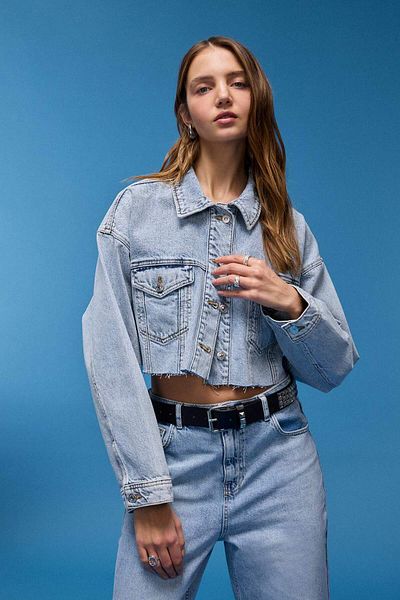 DeFacto D8685AX25SM Jachetă de jeans crop model