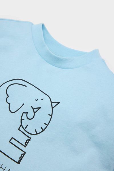 DeFacto Baby Boy Newborn Crew Neck Printed Combed Cotton 2-Piece Long Sleeve T-Shirt E6305A525Sp