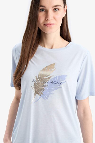 DeFacto Регулярний крій, велосипедний комір, короткі рукави, футболка з принтом E1164AX25SP