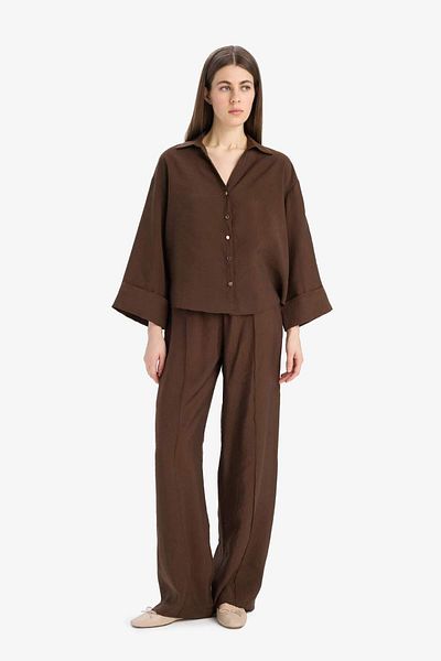DeFacto Wide Leg Modal Fabric Palazzo Pants High Waist Straight Leg Wide Leg E8235Ax25Sm