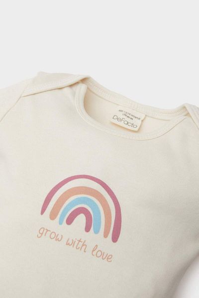 DeFacto Regenbogen bedruckter Langarm-Body mit Druckknöpfen für Neugeborene – E6319A525SP