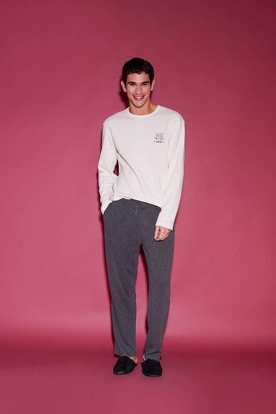 DeFacto Pyjama-Set, bedruckt, langärmeliges Oberteil, langes Unterteil E6833AX25SP