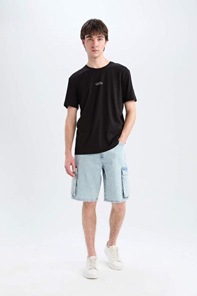 DeFacto Μπλουζάκι με κοντό μανίκι με στάμπα με κανονική εφαρμογή E5179AX25SM