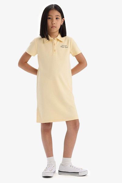 DeFacto Rochie de vară cu mânecă scurtă imprimată cu guler polo pentru fete E2646A825SM