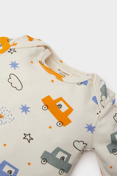 DeFacto Baby Boy – Fahrradkragen für Neugeborene, 2-teiliger, langärmliger Body mit Druckknopfverschluss und Autodruck E6304A525SP