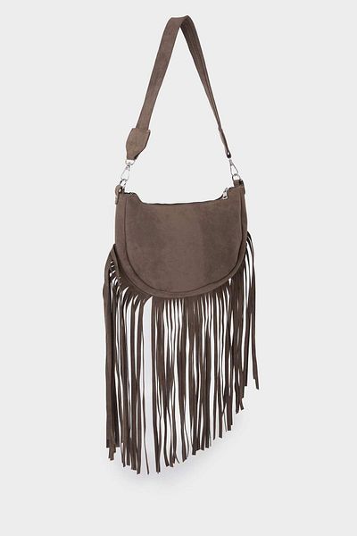 DeFacto Women's Suede Tassel Crossbody Bag E8133Axns