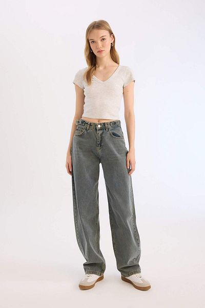 DeFacto تي شيرت Cool Fitted Ribbed Camisole أساسي بأكمام قصيرة E0290AX25SM