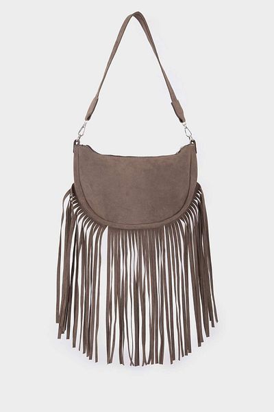 DeFacto Women's Suede Tassel Crossbody Bag E8133Axns