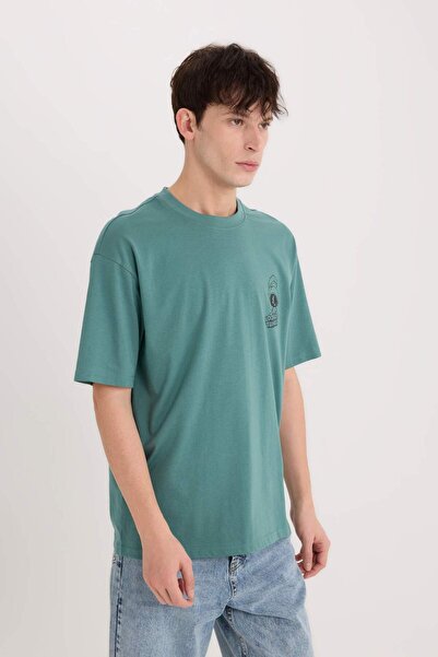 DeFacto 100% bavlna Looney Tunes Boxy Fit Crew Neck Tričko s krátkým rukávem a potiskem na zádech E1872AX25SP