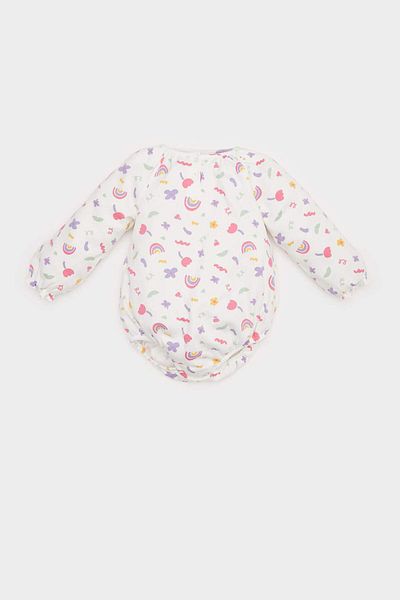 DeFacto Rainbow Printed Long Sleeve Snap Waffle Body for Newborn Baby Girl - E2381A525Sp