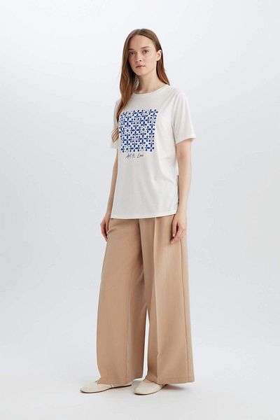 DeFacto Regular Fit Crew Neck Ethnic Print Short Sleeve T-Shirt E1163Ax25Sm