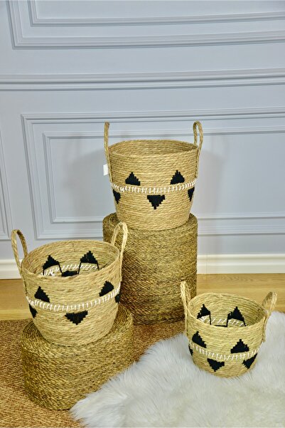 SepetçiBaba Native - 3'lü Hasır Sele Saksılık Seti - 45