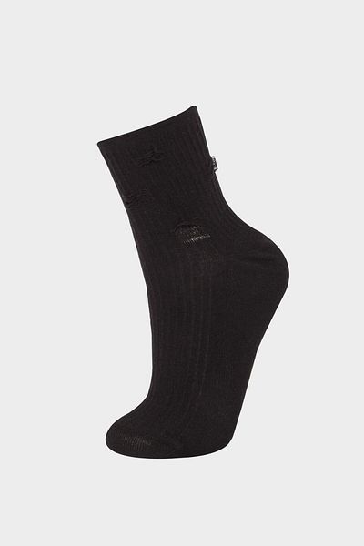 DeFacto Women's Seamless Ripped Patterned 2-Piece Combed Cotton Premium Socket Socks E8639Axns