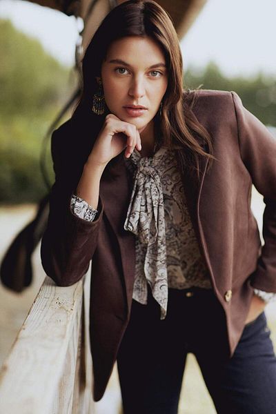 DeFacto Μπουφάν με κανονική εφαρμογή γιακά Suede Blazer Jacket E7236AX25SP