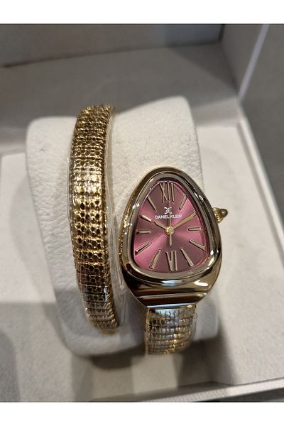 Daniel Klein Dk New Year Snake Model Plum Gold Steel Bracelet Women Wrist Watch+ Gift Bracelet