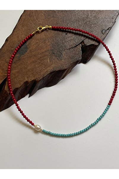 Rupen Kraft Altın Mercan Kolye Altın Firuze Kolye Dorika Toplu İncili Doğal T...