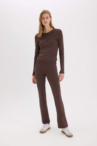 DeFacto Spanish Leg Cool Flare Fit Stretchy Rib Pants E0628Ax25Sp