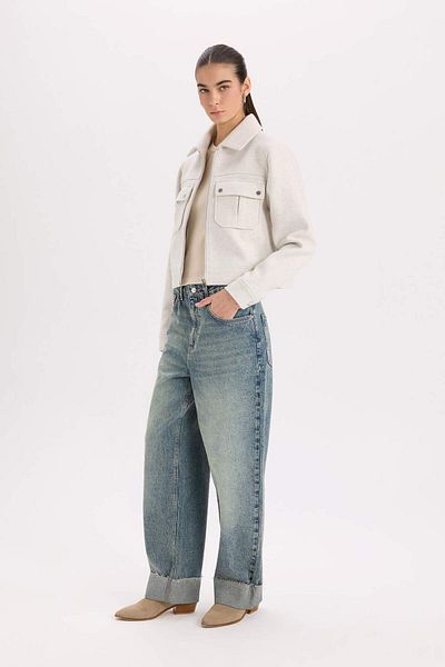 DeFacto Polo Neck Pocket Zip Short Coat - D5767Ax25Sp